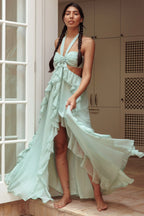 Chiffon | Cut-Out Ruffle Maxi Dress