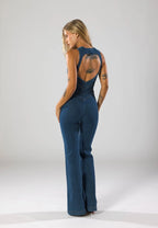 Lucie Backless Heart Denim Jumpsuit