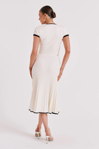 Cabana Ribbed Knit Crop Top and Pleated Midi Skirt Set