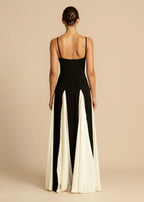 Zinnia - Elegant Contrast Ruffles Maxi Dress