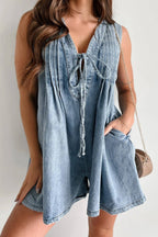 Sofia Tie-Front Denim Romper