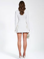 Delia White Blazer Dress with Pleated Detail