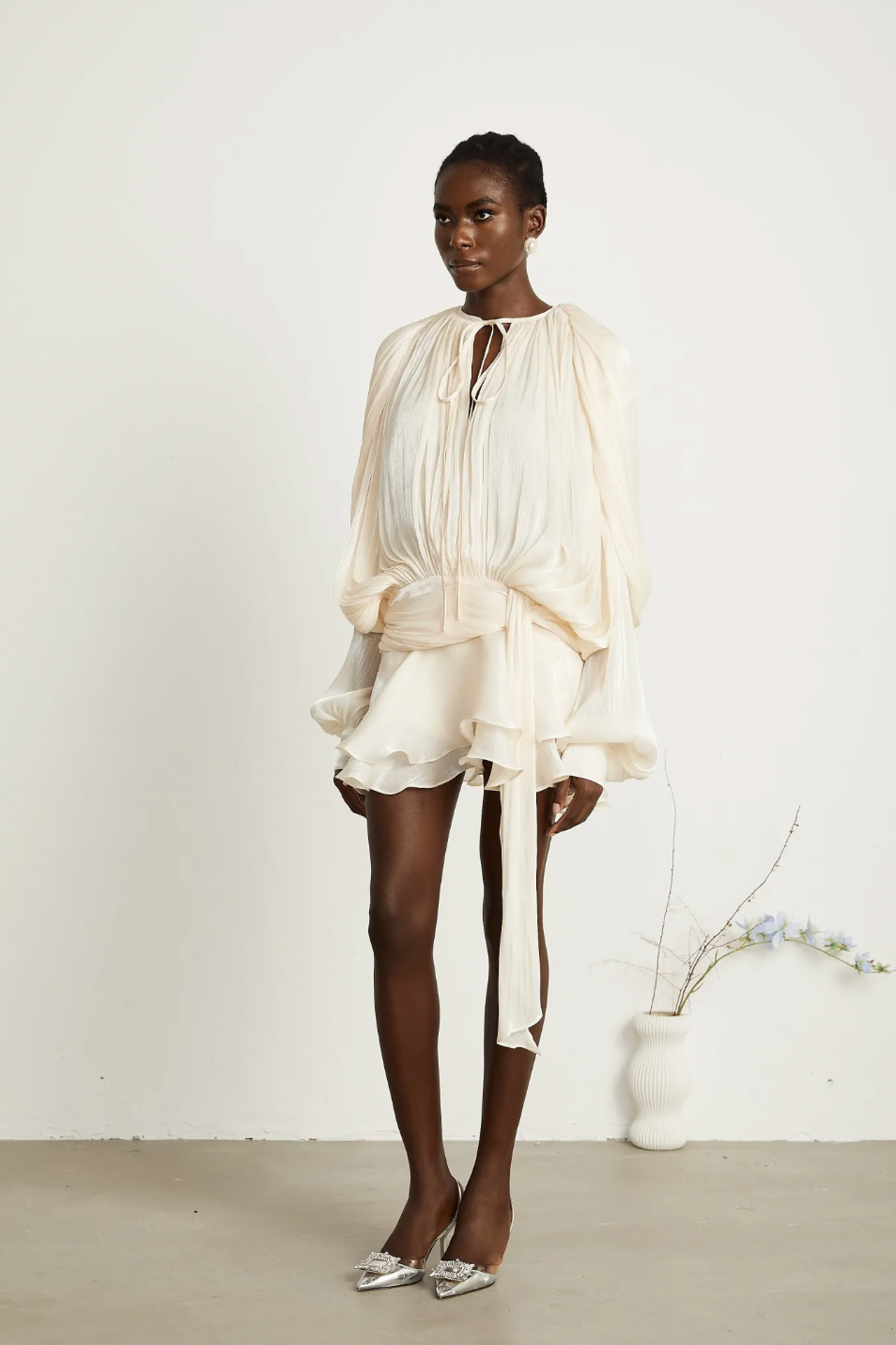 Stella Pleated Ruffled Mini Dress