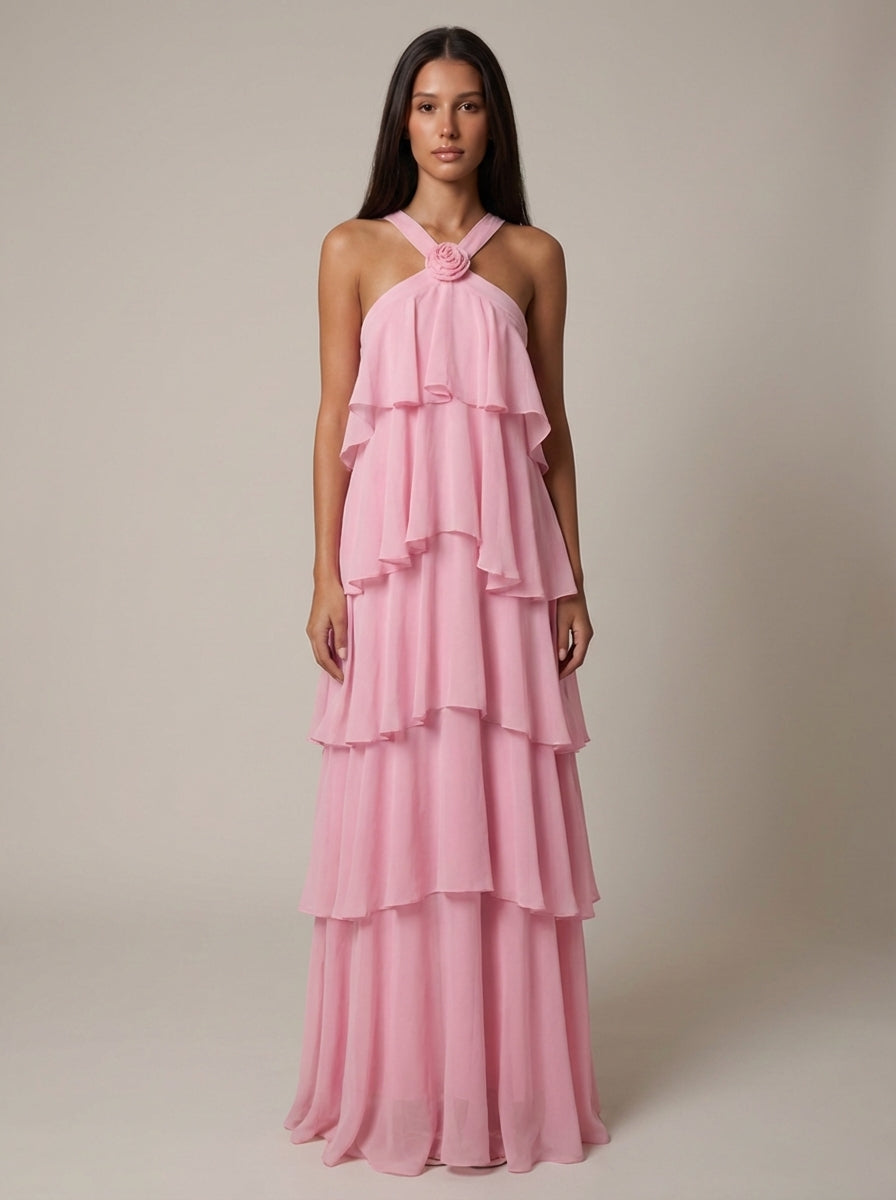 Flower Ruffle Maxi Dress