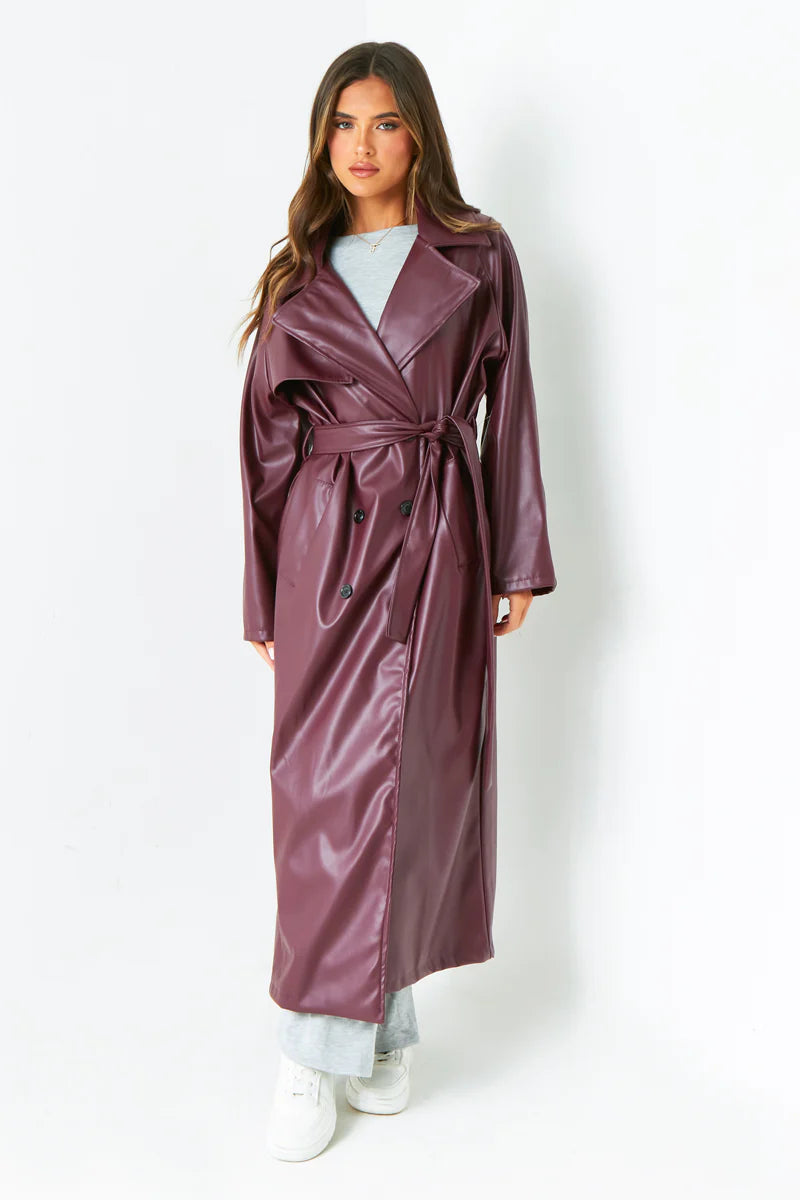 Dani Leather Trench Coat
