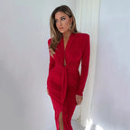 Plunging Neckline Empire Waist Maxi Dress