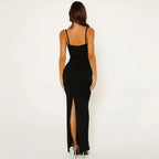 Lace Trim Backless Maxi Dress
