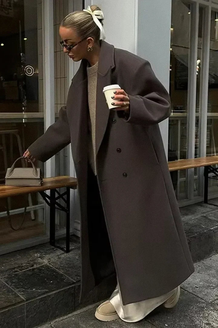 Hana Elegant Brown Oversized Coat