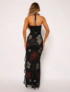 Nima Black Rose Maxi Dress