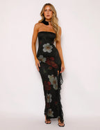 Nima Black Rose Maxi Dress