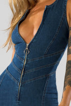 Lucie Backless Heart Denim Jumpsuit