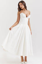 Lina Strapless Midi Dress – Sweetheart Neckline