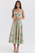 Floral Corset Slit Dress