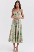 Floral Corset Slit Dress