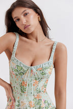 Floral Corset Slit Dress
