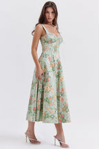 Floral Corset Slit Dress