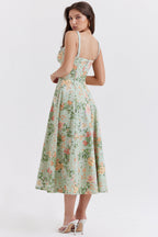 Floral Corset Slit Dress